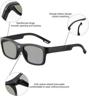 COTIA 0.1 Seconds Smart Photochromic Polarized Men's Sunglasses for Driving and Riding Day and Night Fishing Sun Glasses - Black