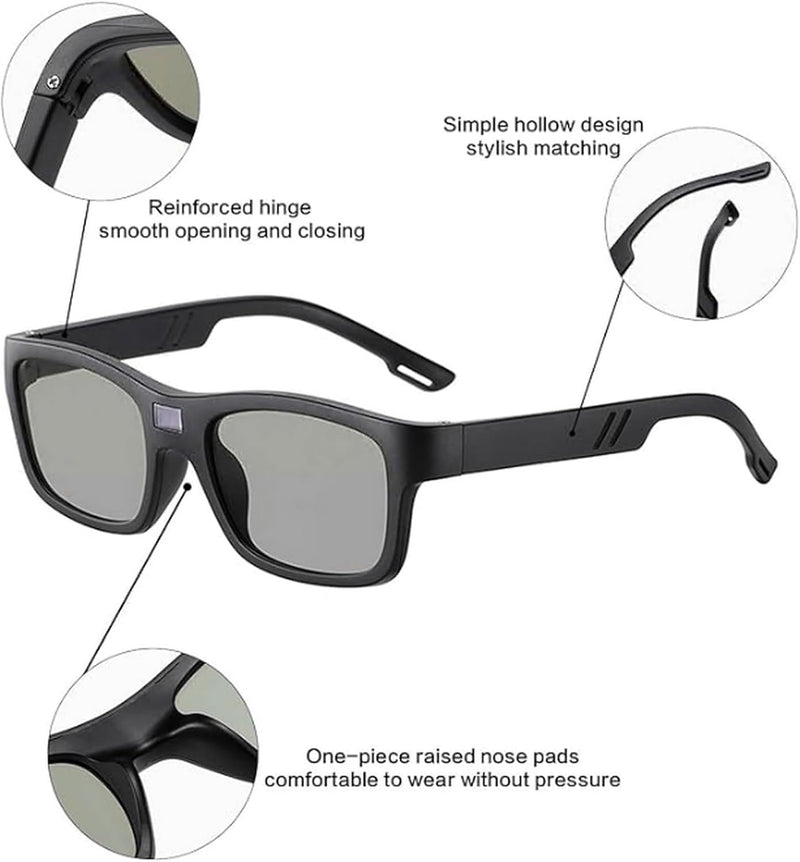 COTIA 0.1 Seconds Smart Photochromic Polarized Men's Sunglasses for Driving and Riding Day and Night Fishing Sun Glasses - Black