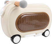 Ride On Luggage, Toddler Rolling Suitcase with Wheels 20L Storage Scooter Luggage with Music Lights Leash and Shoulder Strap for Travel Kids (Blue) - Beige