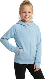 Teens Girls' Zip-Up Hoodie Sweatshirt Kids Long Sleeve Athletic Jacket with Pockets - Blue