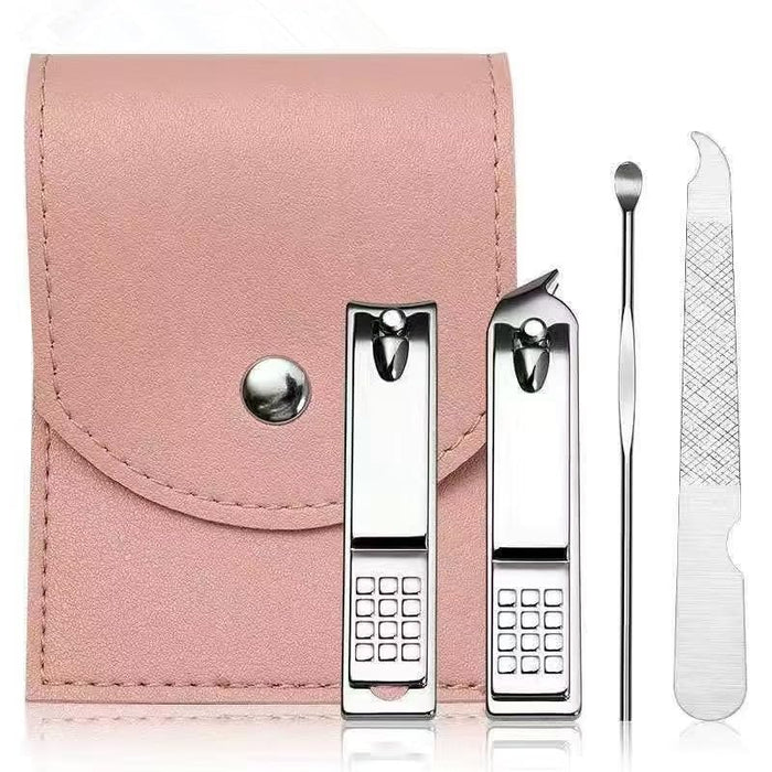 4 Sets Manicure Set Nail Clippers Pedicure Kit Stainless Steel Professional Pedicure Set Grooming Kits Nail Care Tools with Luxurious Travel Case for Nail Care