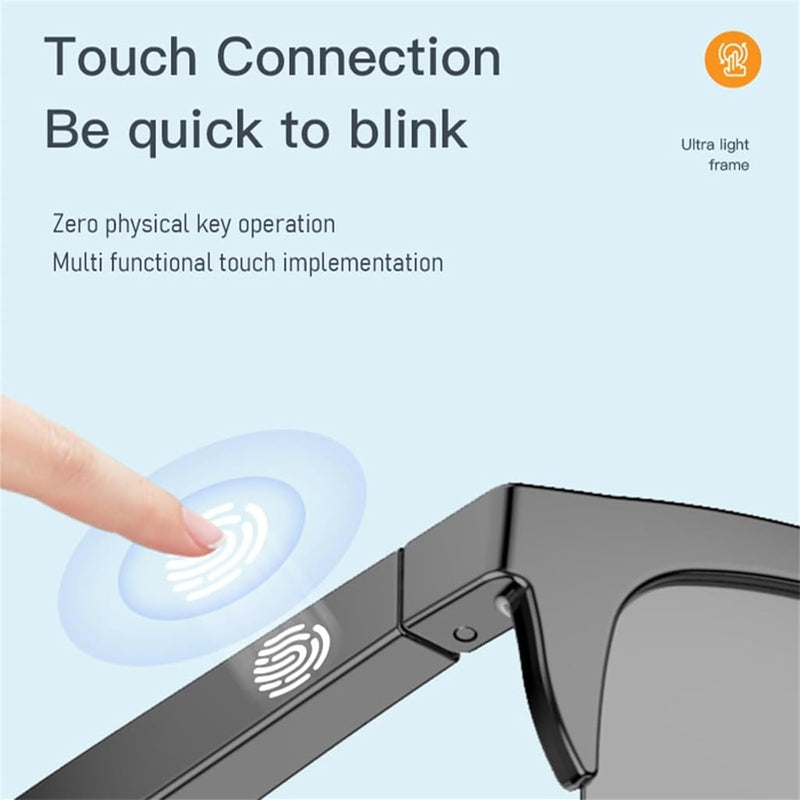 MOTIM Smart Sunglasses, Bluetooth Sunglasses，Polarized Bluetooth Sunglasses Voice Contro & Microphone Outdoor Sunglasses For Men & Women