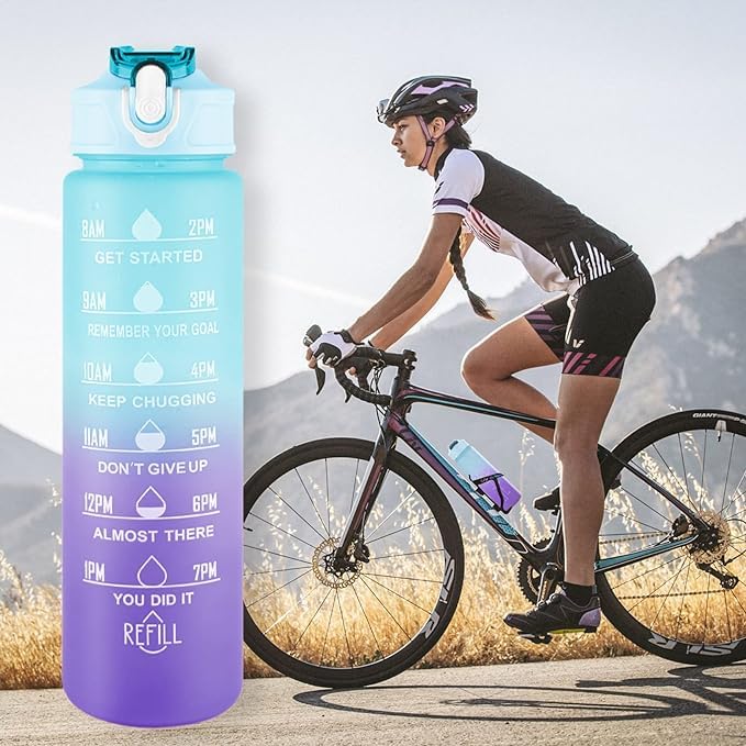 3 Pack Sports Motivational Water Bottles, Large Capacity Gradient Color Plastic Straw Sports, Fitness Water Cup, Outdoor Portable Water Bottle, Back to School Supplies, 2L/64oz, 700ml/24oz, 300ml/10oz