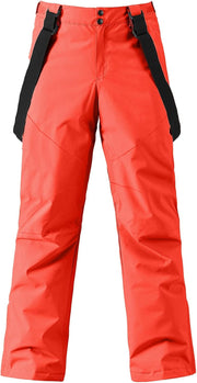 Men's Waterproof Snow Pants Insulated Outdoor Ski Pants Winter Warm Detachable Suspender Snowboard Bibs - Orange