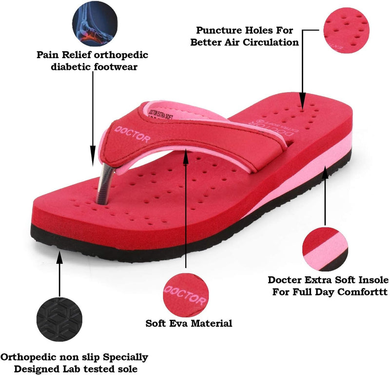 DOCTOR EXTRA SOFT Ortho Care Diabetic Orthopaedic Pregnancy Super Comfort Dr Flipflops and House Slippers For Women's and Girl's D-18