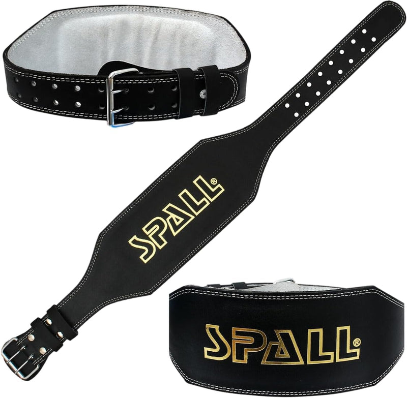 Weight Lifting Leather Belt S/M/L/XL Lower Back Support 4 Inches Wide Buckle for Bodybuilding Home Gym Workouts Squats Strength Training and Fitness Exercises for men and women BY SPALL