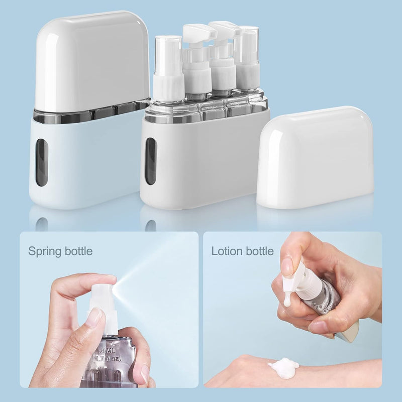 4 Pack Travel Bottles Set for Toiletries: TSA Approved Travel Containers, 50ml/2oz Leak Proof Travel Size Accessories with Label and Storage Box, Perfect for Business or Personal Travel Use, Pink
