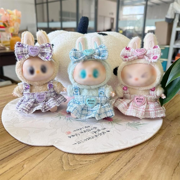 AZONEE Doll Clothes Luxury Chic Style Set for Labubu 17CM Dolls, High-End Fashion 17cm Dolls Accessories Premium for Labubu, Outfit Accessories, Hair rope + skirt, No Doll (Purple)