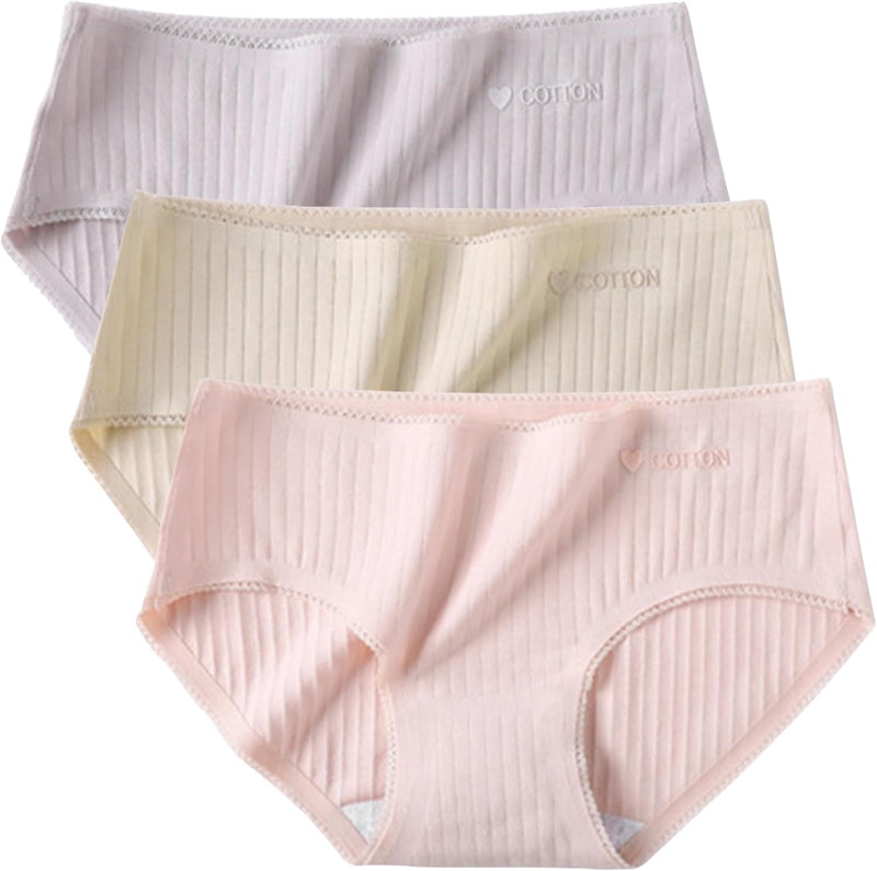 100% Cotton Underwear For Women Mid Rise Everyday Essential Brief Underwear 3 Pack Sets