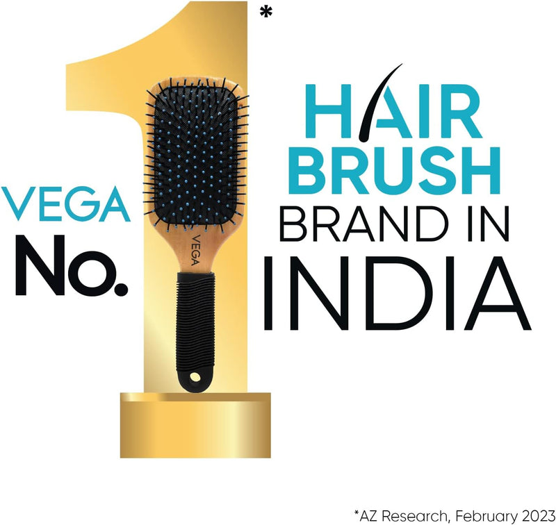 Vega Round Brush with Wooden and Black Colored Handle with Black Brush Colored Head