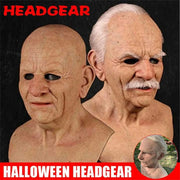 Realistic Latex Old Man Mask Male Disguise Halloween Fancy Dress Head the Elder Old Man Headgear for Masquerade Halloween Realistic Headgear Decoration Human Wrinkle Scary Hat Creepy Wrinkle Mask (E1)