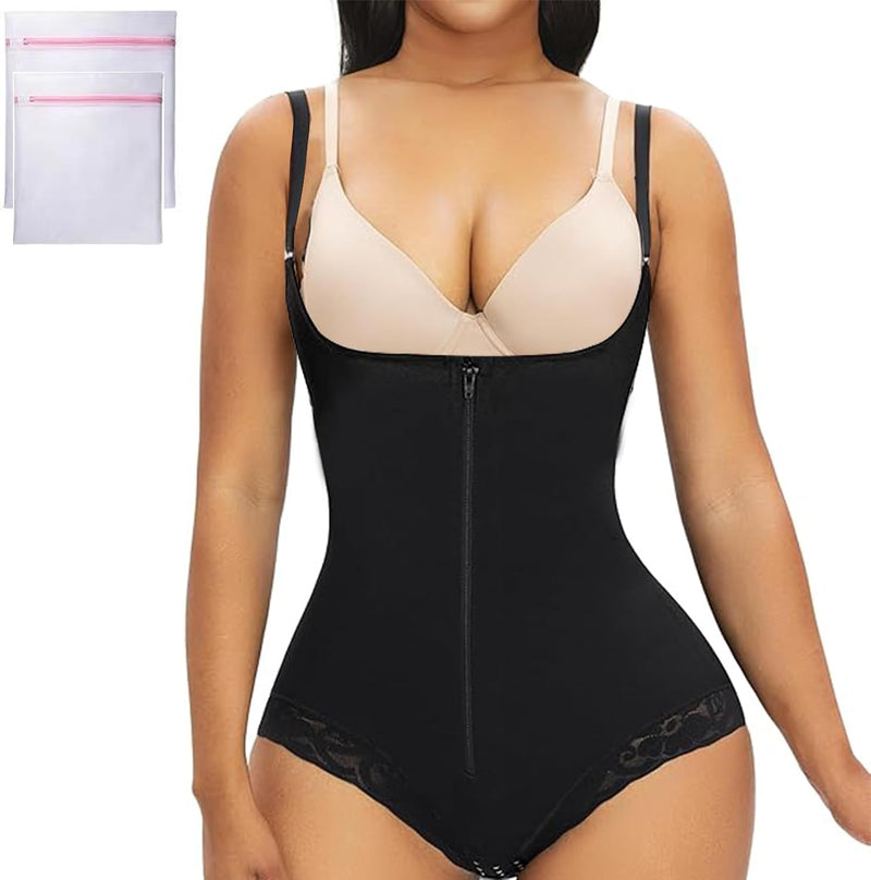 Shapewear for Women Full Tummy Control Fajas Colombianas Body Shaper Post Surgery Compression Garment Waist Trainer Bodysuits - black