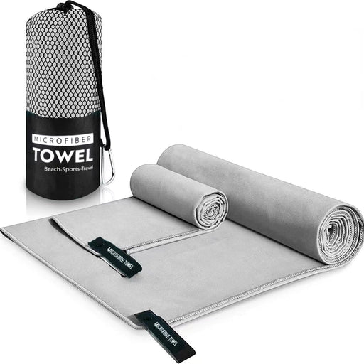 SKY-TOUCH 2 Pack Quick Drying Gym Towel with Carry Bag, Soft Microfiber Lightweight Sport Sweat Towel, Perfect for Beach Gym Yoga Pool Travel Camping Sports Swim, 2 SIZE - 60x124 & 40x60cm - 2 size
