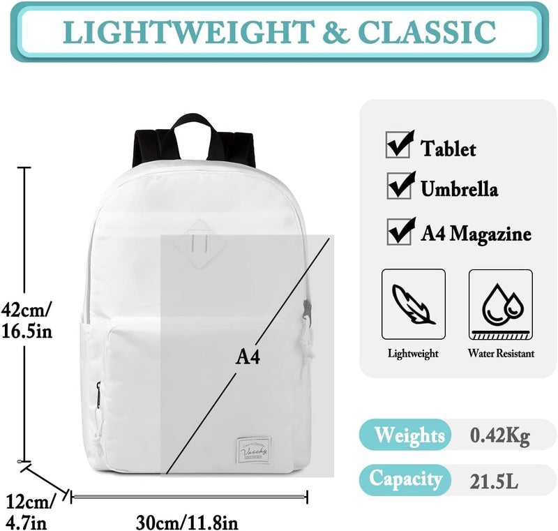 VASCHY Backpack for Women Men, Ultra Lightweight School Bag for Kids Teen Boys Girls, Casual Daypack Work, Travel