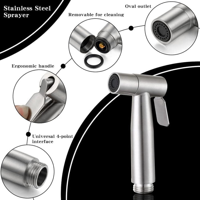 Aputue Bidet Toilet Sprayer Head, 2pcs Durable and Sturdy Bidet Hand Shower, 304 stainless steel material Handheld Bidet Sprayer Cloth Bathroom Diaper Sprayer for Kitchen and Toilet Cleaning
