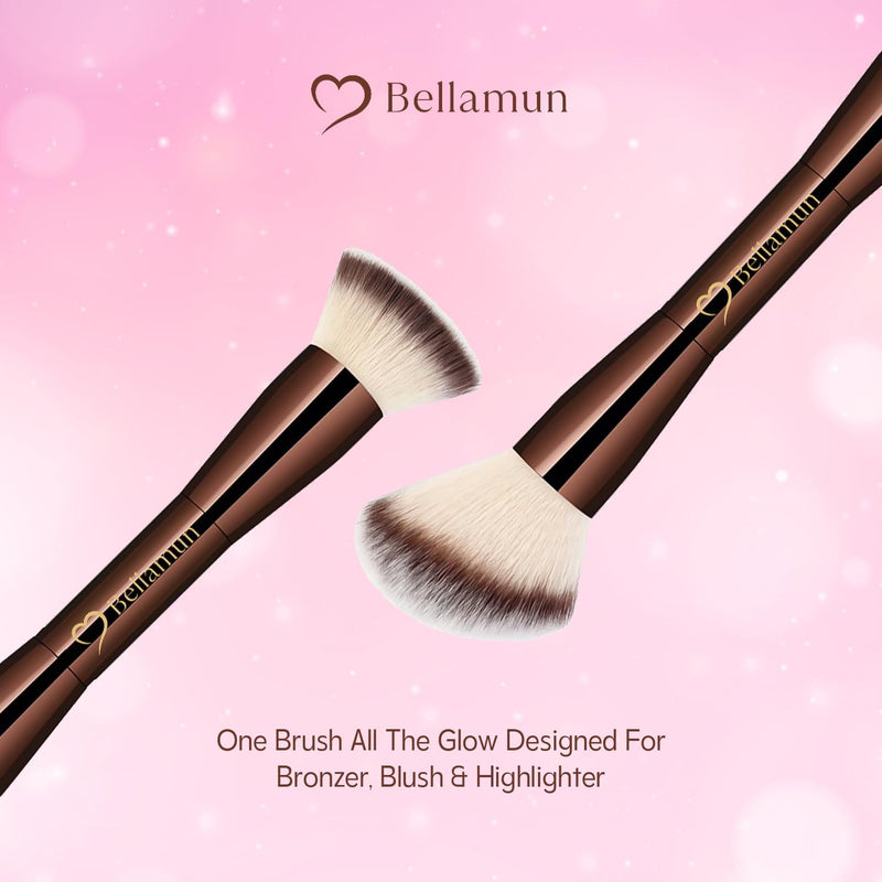 Bellamun Professional Makeup Brushes | Vegan & Cruelty-Free | High-Performance Tools for Foundation, Blush, Bronzer, Contour, Concealer & Powder Application (Dual Tip Pro Makeup Brush)