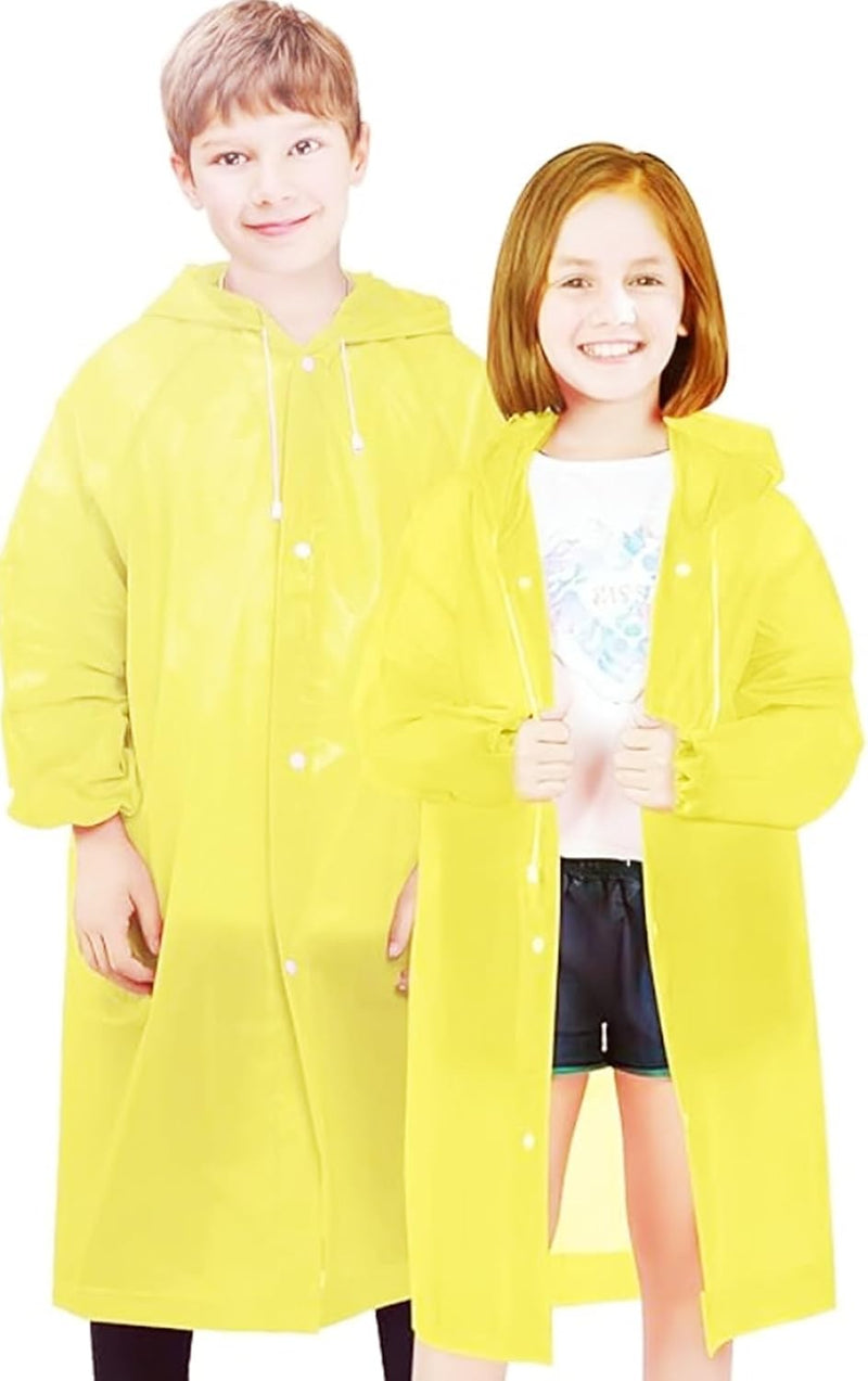 2 Pcs Children's raincoats Reusable Kids Rain Jacket Hooded Rain Poncho Kids Raincoat Rain Suit for Boys Girls - Yellow