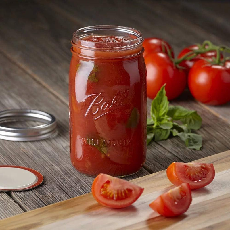 Premify 4pcs 32oz Glass Mason Jars with Airtight Lids Large Wide Mouth Canning Jars For Food Storage, Pickling, Fermenting, and Preserving -Clear Glass Containers for Kitchen Organization