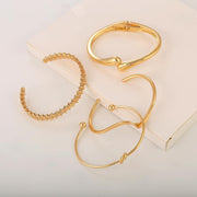 Gold Bangle Bracelets for Women Gold Plated Chunky Cuff Bangle Bracelet Stackable Multi Layer Bangles Fashion Jewelry Set