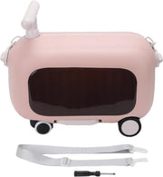 Kids Ride On Suitcase, 90 Degree Folding Pedal Carry On Luggage with Strap, Large Capacity Load Bearing Capacity 25 Kg Multi Functional Toddler Rideable Suitcase for Travel (green) - Pinkish