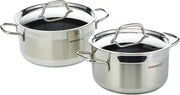 Korkmaz Alfa 9 Pieces Tri-Ply Bottom Stainless Steel Cookware Set Sandwich Bottom Induction Compatible Cookware Pots and Pans Set Silver - KA1660 - SILVER