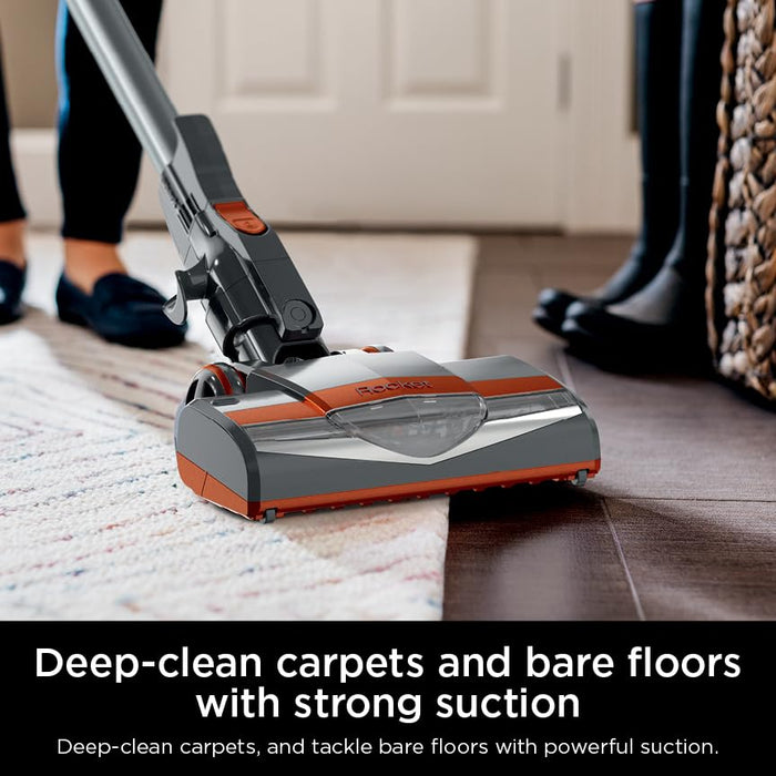 Shark Rocket Corded Bagless Stick Vacuum for Carpet and Hard Floor Cleaning with Swivel Steering (HV302), Gray/Orange
