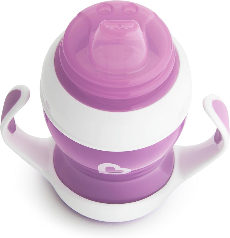 Munchkin Gentle Transition Trainer Cup, Spout transition from bottle to spill proof cup, leak proof and anti-slip handle for Baby/infant, boys and girls, 4oz Cpacity,4 months and above, Pink