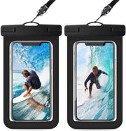 SKY-TOUCH 2 PACK Universal Waterproof Phone Case, with Neck Strap and Touchscreen for Swimming & Outdoor, 7'' Compatible with Mobile Phone, Black - 2 pack
