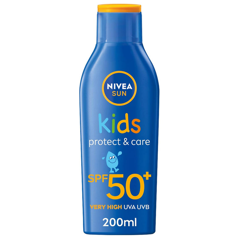 NIVEA SUN Kids Sunscreen Lotion, Protect & Care, SPF 50+, 5in1 Skin Protection, Very High and Immediate UVA & UVB Protection, Extra Water Resistant, 200ml
