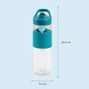 WrinkleFree 700ml Sipper Bottles with silicone sleeve for Kids - Portable for Indoor/Outdoor Activities - SpillProof & Break Resistant - BPAFree- Idea for Children - Blue