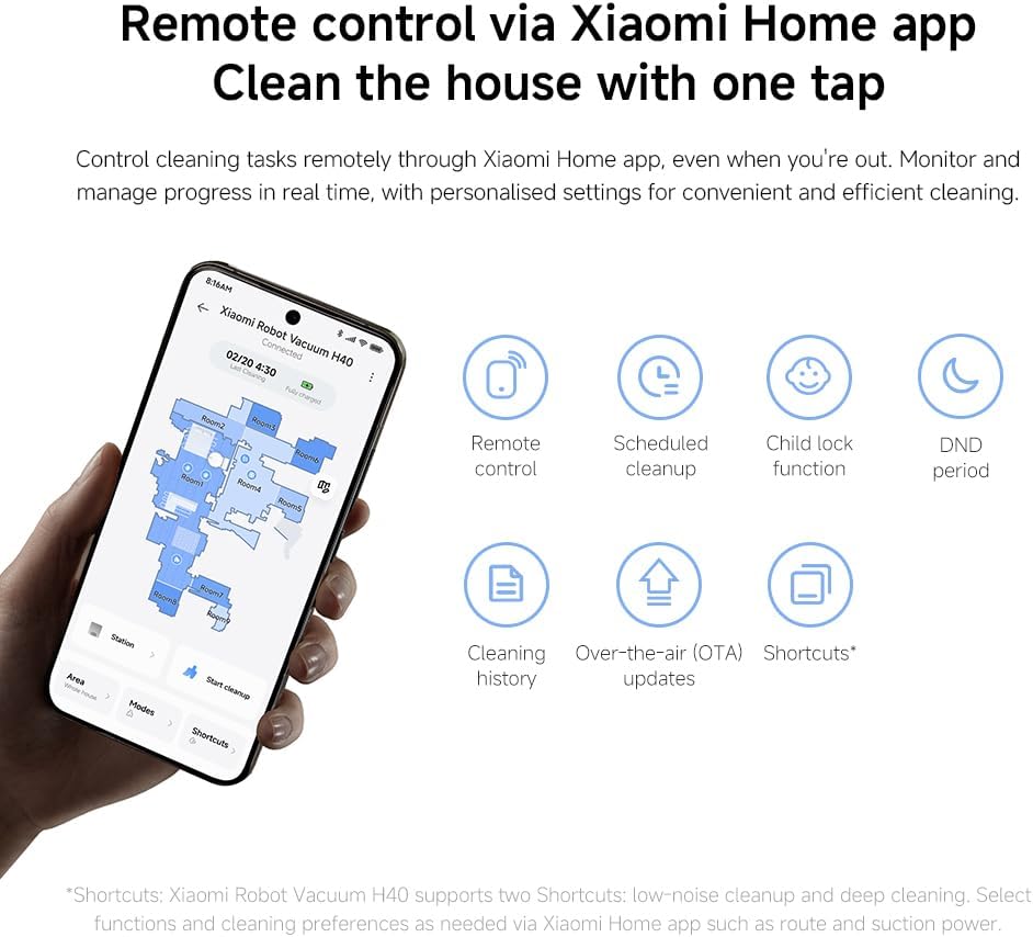 Xiaomi Robot Vacuum H40, 10000Pa powerful suction, LDS Navigation, Smart Mapping, Anti-tangle brush, Auto Dust Emptying, 180min Runtime, Works with Xiaomi Home App, Voice Control – image 16