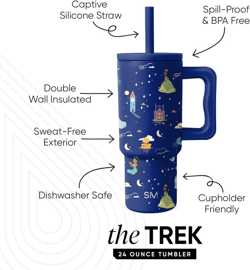 Simple Modern Kids 24 oz Tumbler with Handle and Silicone Straw Lid | Spill Proof and Leak Resistant | Reusable Stainless Steel Bottle | Gift for Kids Boys Girls | Trek Collection | Asteroid