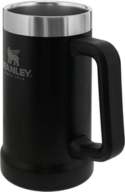 Adventure Vacuum Beer Stein 0.7L Hammertone Green Travel Mug Keeps Beer Cold for 7 Hours - Stainless Steel with Handle - Vintage - Dishwasher Safe - Matte Black