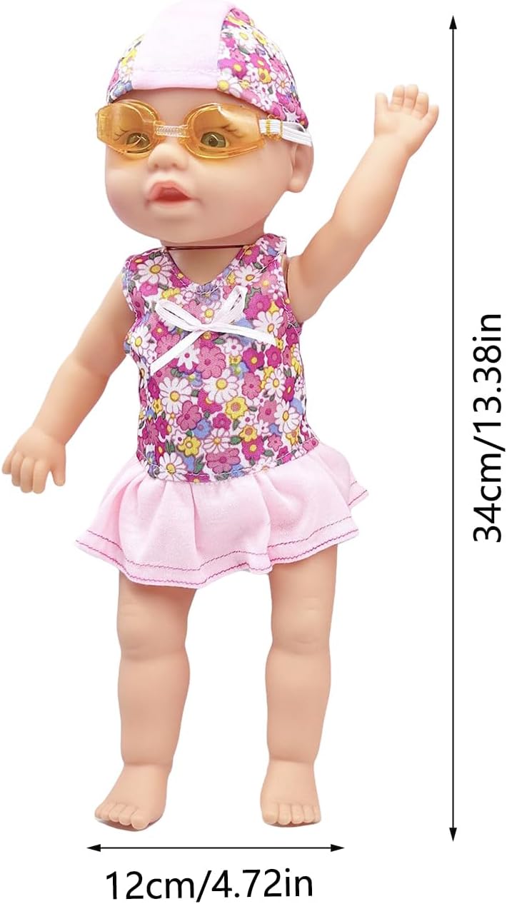 Bath Swimming Doll Toy, Baby Doll for Bathtub, Waterproof Bathtub Pool Floats, Battery-Powered Bathtub Toy Floating Swimming Figure for Beach Pool Outdoor Indoor