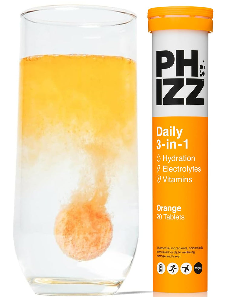 Phizz Multivitamins Rehydration Tablets - High Strength Vitamin C and Zinc - Orange (20 Tablets)