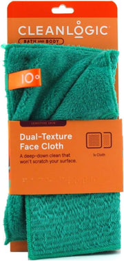 Cleanlogic Bath & Body Exfoliating Dual-Texture Face Cloth, Premium Quality Facial Wash Cloth for Cleansing Sensitive Skin
