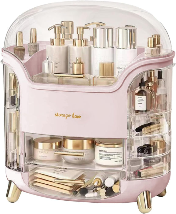 Kousee Makeup Storage Organizer, Large Skincare Organizers Cosmetic Display Case with Lid,Lipstick Organizer and Transparent Cover, Makeup Box for Bedroom Vanity Desk Countertop Bathroom -White