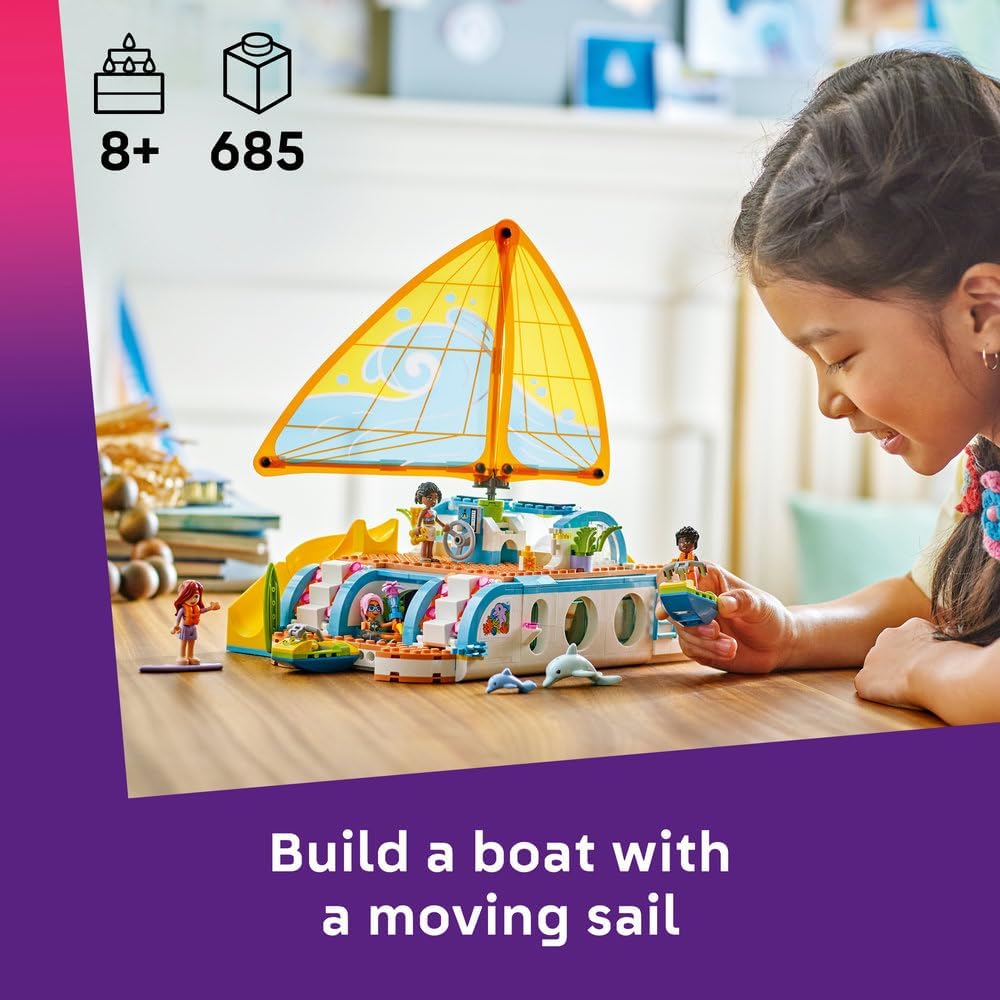 Friends Travel Boat Adventure Set - incl. a Boat Toy with a Spinning Sail, 4 Mini Dolls & 2 Dolphin Figures, Plus Fun Accessories - Creative Birthday Gift for 8+ Year Old Girls - 42664 – image 2
