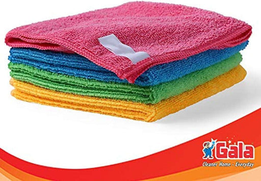 Gala Microfiber Cleaning Cloth/Towels Set of 4 Kitchen Wipes, Microfiber Cloth for car, bike cleaning and home cleaning, Glass cleaning cloth, (Multicolor)
