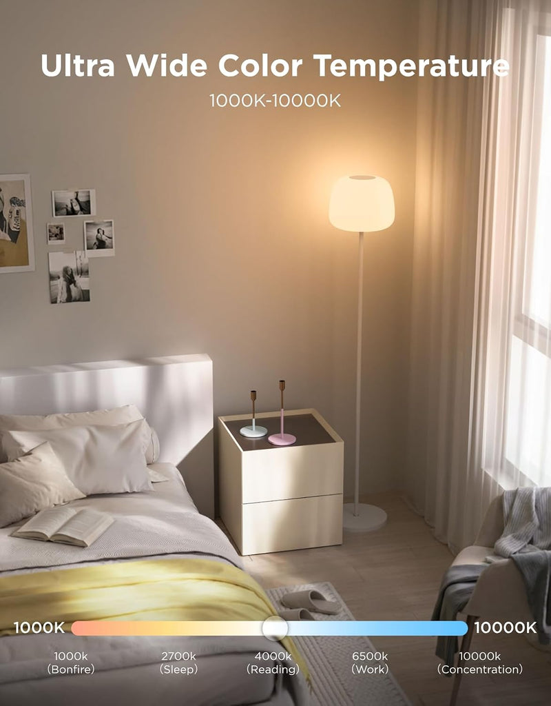 Lantern Floor Lamp, Halo Gradient Lamp with Silicone Soft Lamp Shade RGBICWW Smart Standing Lamp with 100+Scene Modes,1000K-10000K,Music Sync,1400lm,Matter Compatible,for Living Room, Bedroom