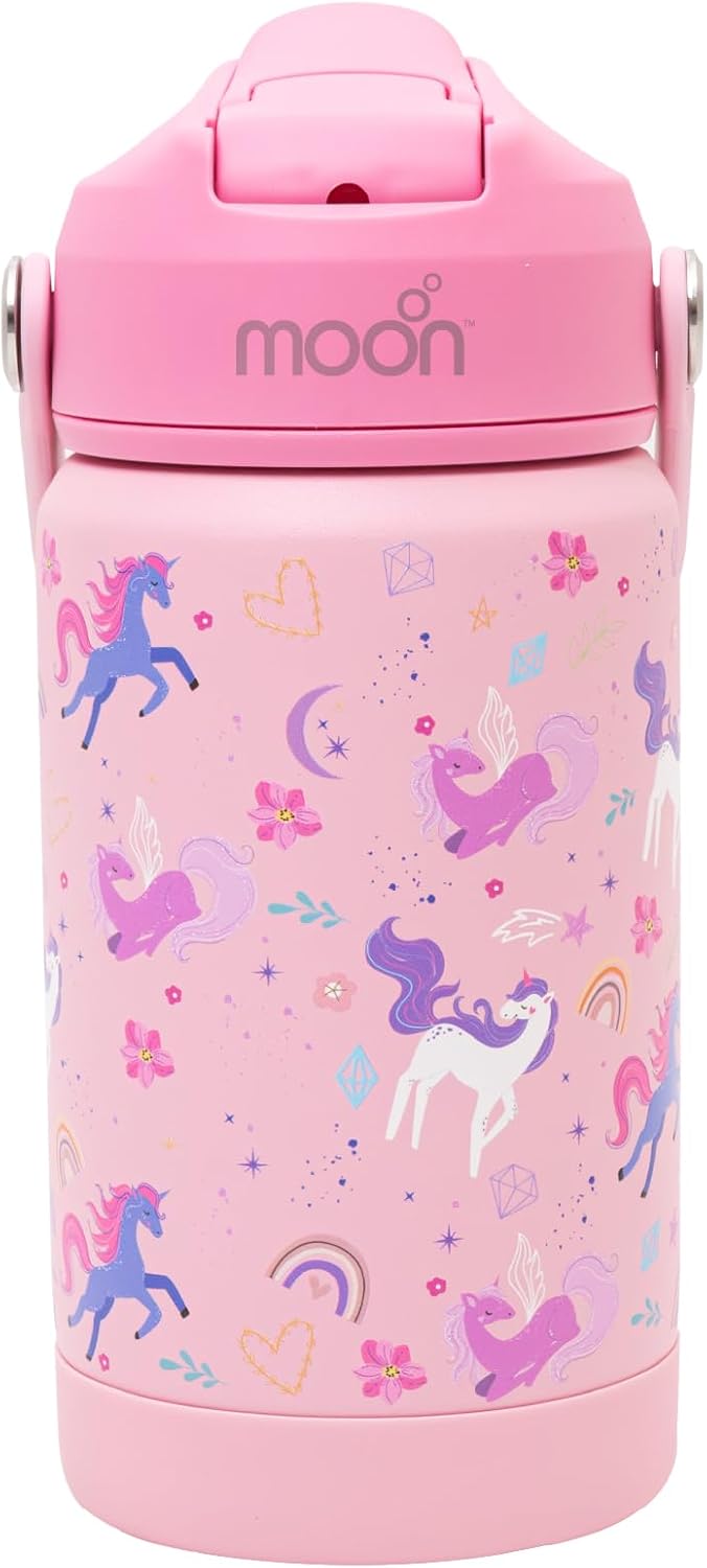 Kids Insulated Water Bottle -BPA-Free, Leak-Proof Sipper Lid, Stainless Steel, Eco-Friendly, Keeps Drinks Cold or Hot for Hours,Ideal for Schoo, Toddlers & Kids- Purple - Pink