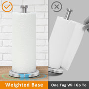 Stainless Steel Paper Towel Holder Countertop, Standing Paper Towels Holder for Kitchen Dining Table Bathroom, Weighted Paper Towel Holder for Standard or Large-Sized Roll (Silver)