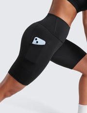 CRZ YOGA Women's Butterluxe Biker Shorts 8 Inches - High Waisted Yoga Shorts Side Pockets Buttery Soft