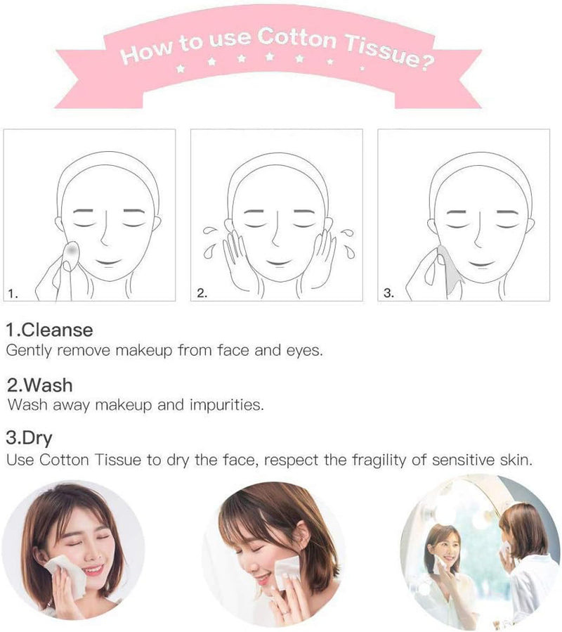 AMZAWRIEL 100PCS Large Disposable Face Towel, Facial Eye Nail Make up Removing Cotton Tissue, Multipurpose Cotton Towel Tissue for Skin Care, Reusable Cotton Pads, Wet & Dry Use