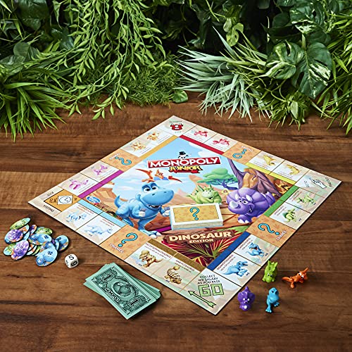 Monopoly Junior Dinosaur Edition Board Game for 2-4 Players, Kids Fun Toys, Multicolor