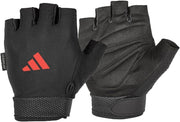 adidas Essential Adjustable Fingerless Gloves for Men and Women - Padded Weight Lifting Gloves - Adjustable Wrist Straps for Tailored, Secure Fit - Black/Red XL