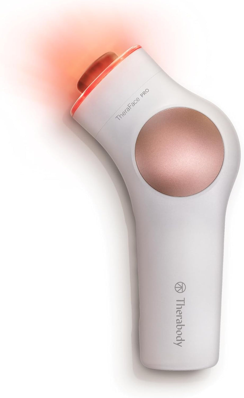 TheraFace PRO - Handheld Facial Massage Device - Compact Electric Face and Skin Care Therapy Tool - 8-in-1 Treatment with Microcurrent and LED Light Therapy Rings for Ultimate Personal Beauty, White - White