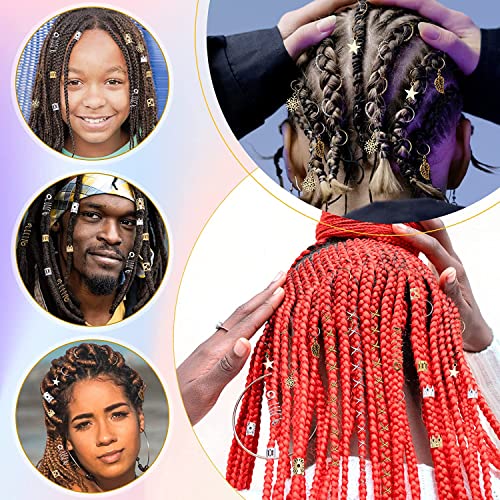 SYOSI 259PCS Hair Jewelry Accessories for Women Braids, Hair Loc Wire Wrapped Adornment for Dreadlock, Hair Aluminum Beads Charms Gold Braids Ring Cuffs Clips with Pendants for Hair Decorations
