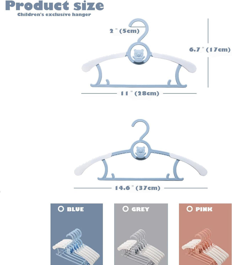 EETU Baby Hangers for Nursery Closet,Infant Hanger 20 Pack Non-Slip and Extendable Plastic Children's Newborn Baby Hangers 11"-14" Adjustable Children Coat Hanger for Girl Boy Toddler Kids (Blue)