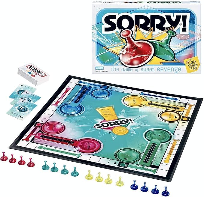 SUKILO Classic Sorry! Board Game – Family Strategy Game for 2-4 Players – Fun Indoor Game for Kids, Teens & Adults – Includes Game Board, Pawns, Cards & Instructions – Ideal Gift & Party Game